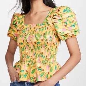 New Farm Rio Patterned Puff Sleeve Top